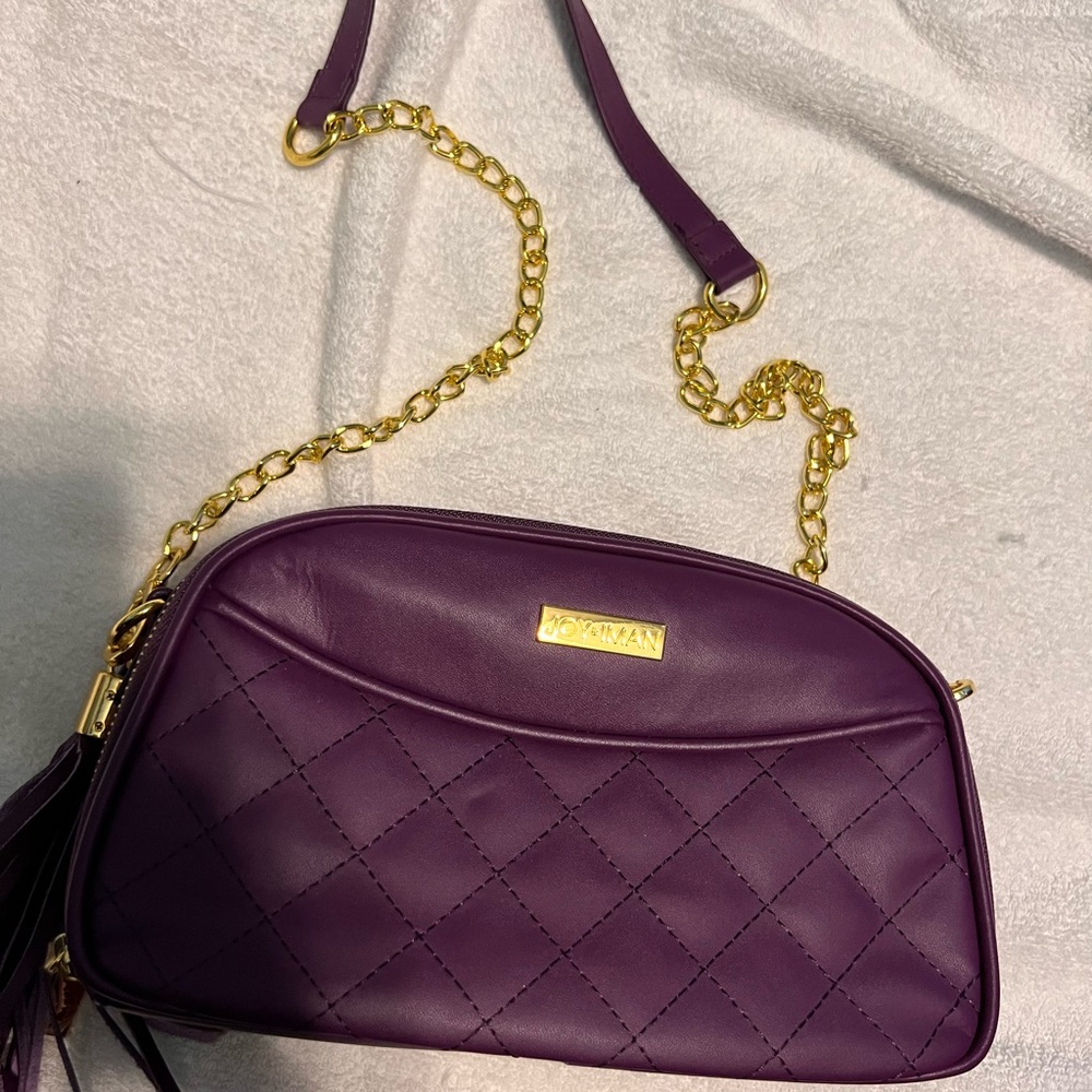 Joy & Iman Purple Leather Purse Lots Of Compartments new without tags